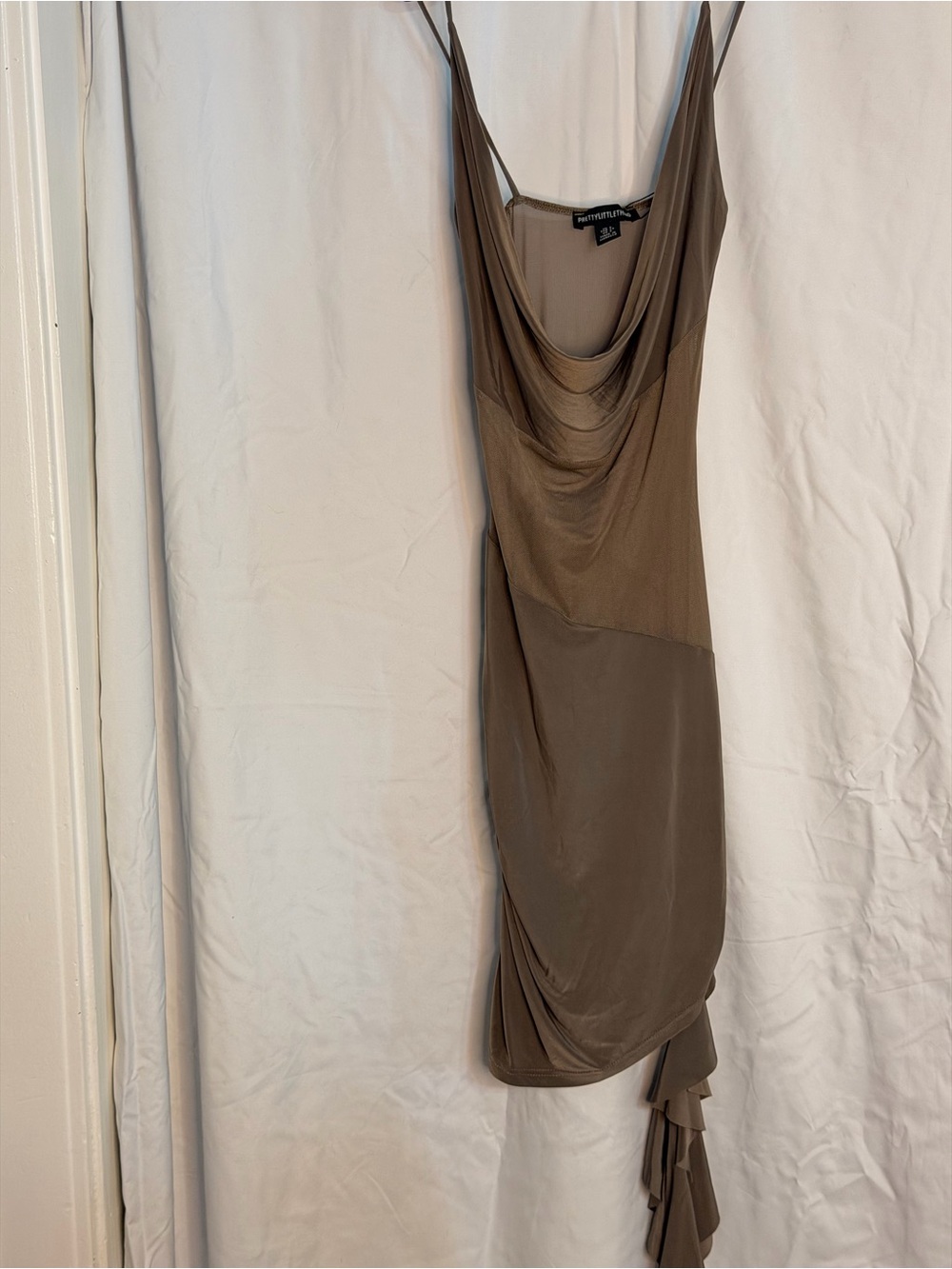 PrettyLittleThing Taupe Cowl Neck Mini Dress
